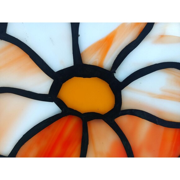 Stained Glass Panel Wall Hanging Window Decor 8 x 10 in Red Flower Art Glass - Picture 8 of 10